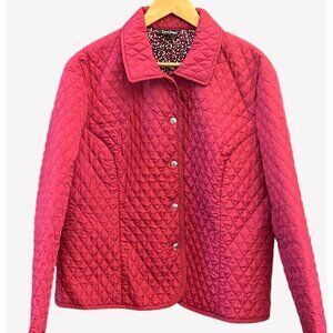 Vintage Tara Jones Red Quilted Jacket Women’s Diamond Stitch Retro Fall Coat 16W